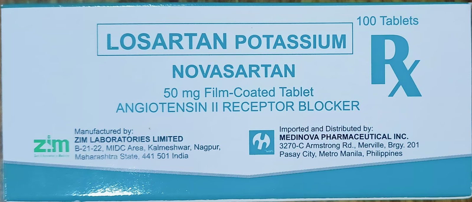 Losartan Potassium 50mg Film-Coated tablet 100's	NOVASARTAN
