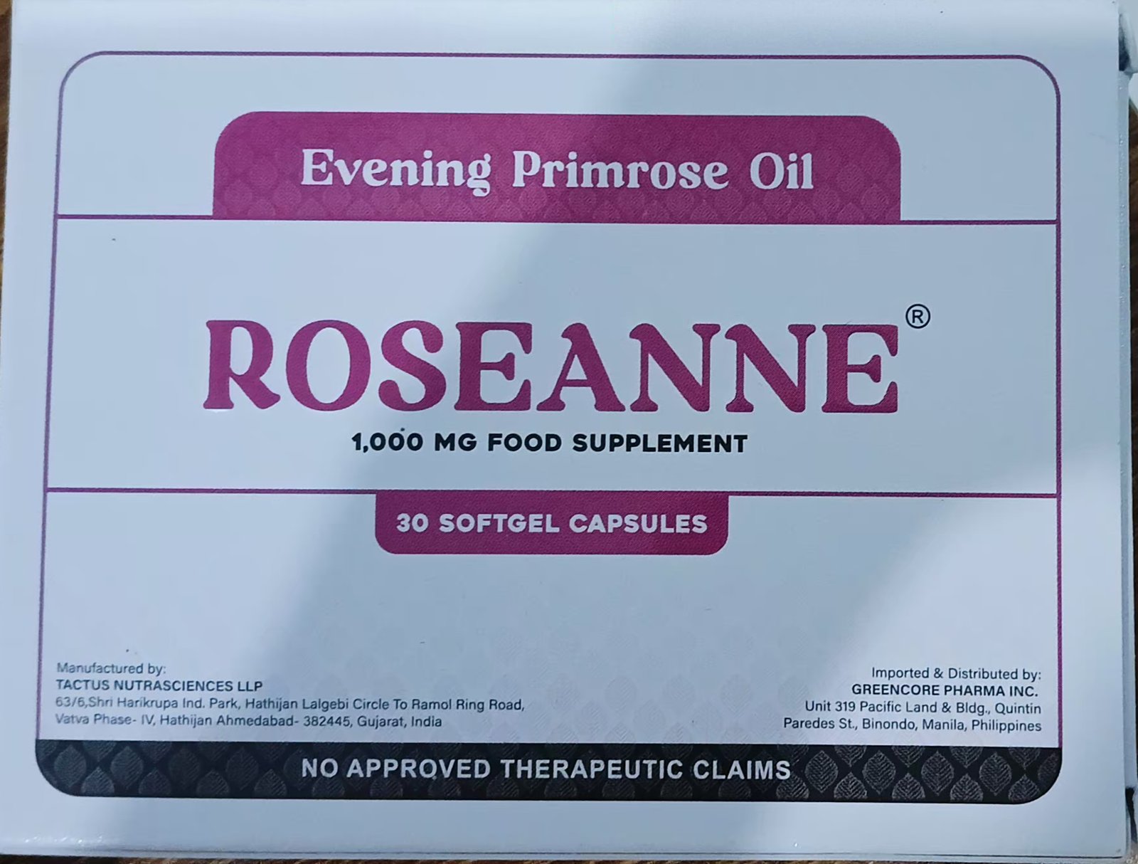 Evening Primrose Oil 30mg Capsule 30's	ROSEANNE