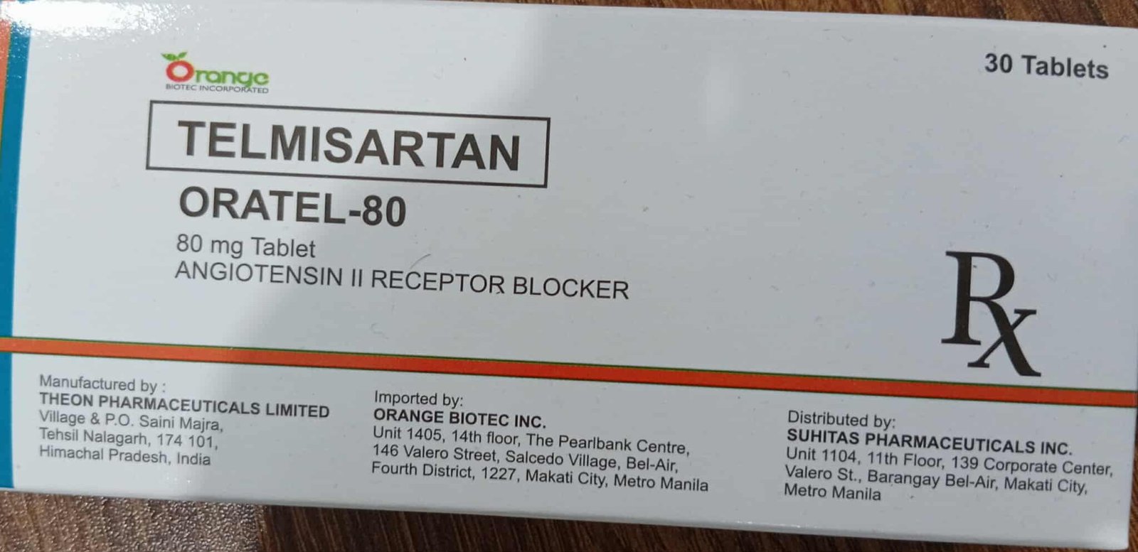 Telmisartan 80mg Tablet 30's (360/C) 	ORATEL - 80